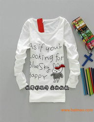 時(shí)尚精品手工鉤繡長(zhǎng)袖女T 可愛(ài)卡通圖案引爆市場(chǎng)，解析生產(chǎn)與價(jià)格